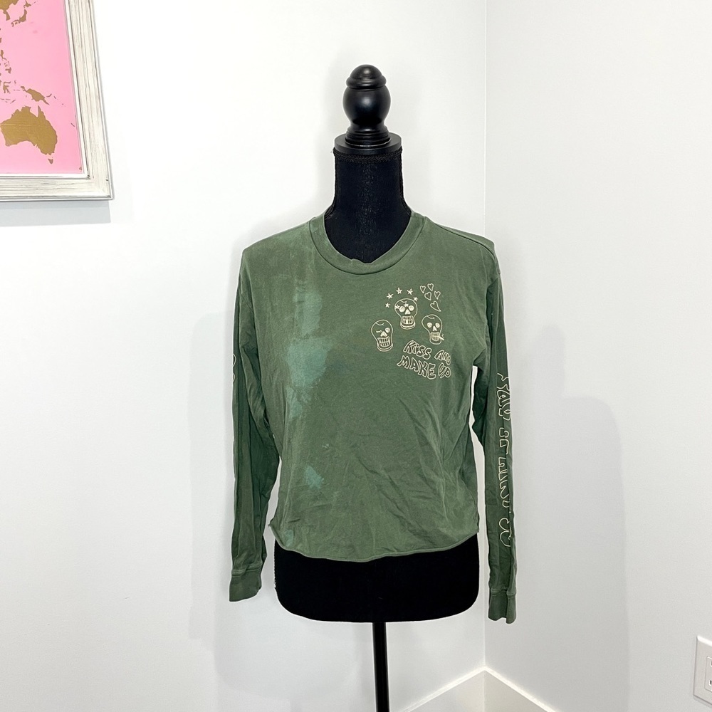 MOTHER Green Long Sleeve Slouchie Cut Top